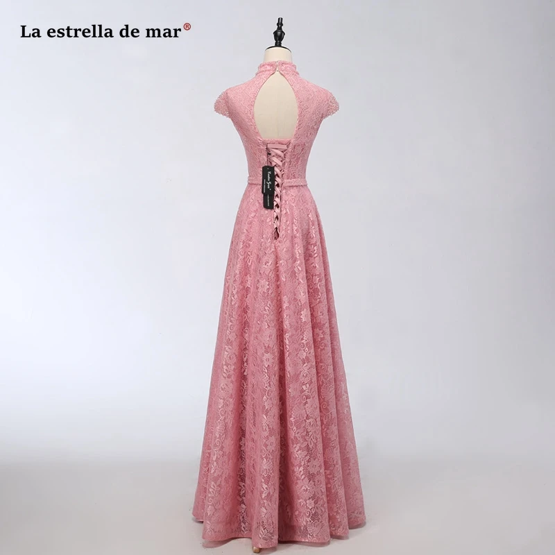 Robe demoiselle d'honneur 2021 Новый высоким кружевным воротником женское кольцо на спине