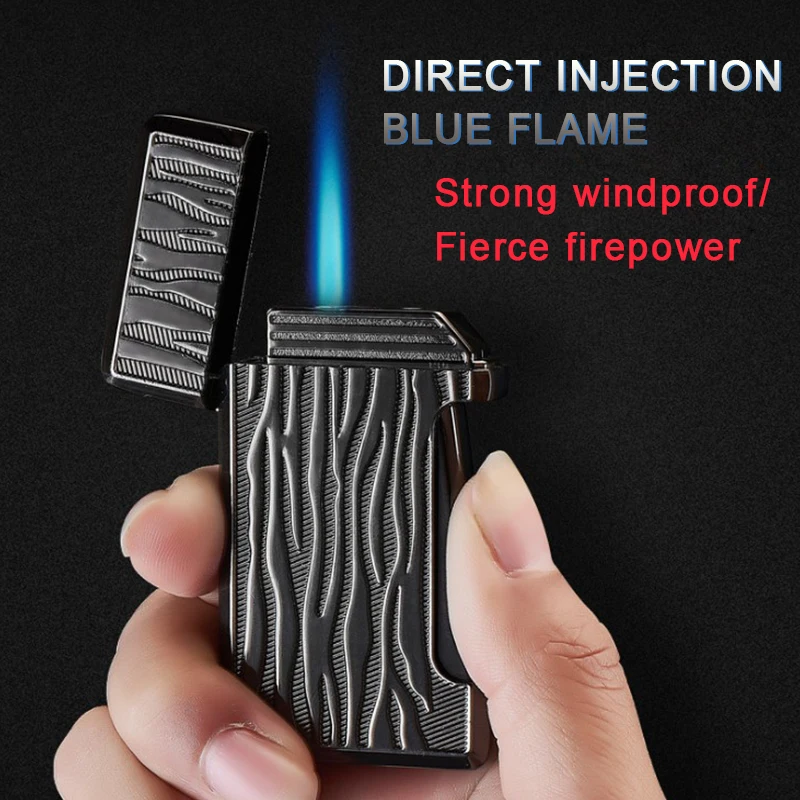 3 стиля ветрозащитная Зажигалка для сигар голубое Надувное пламя персональный