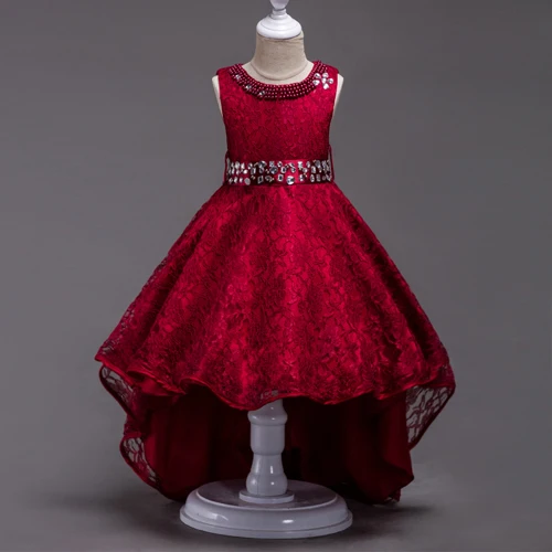 dark red Праздничное платье принцессы для девочек на свадьбу; детское длинное платье на День рождения; Брендовое качественное длинное платье для подростков - Цвет: dark red