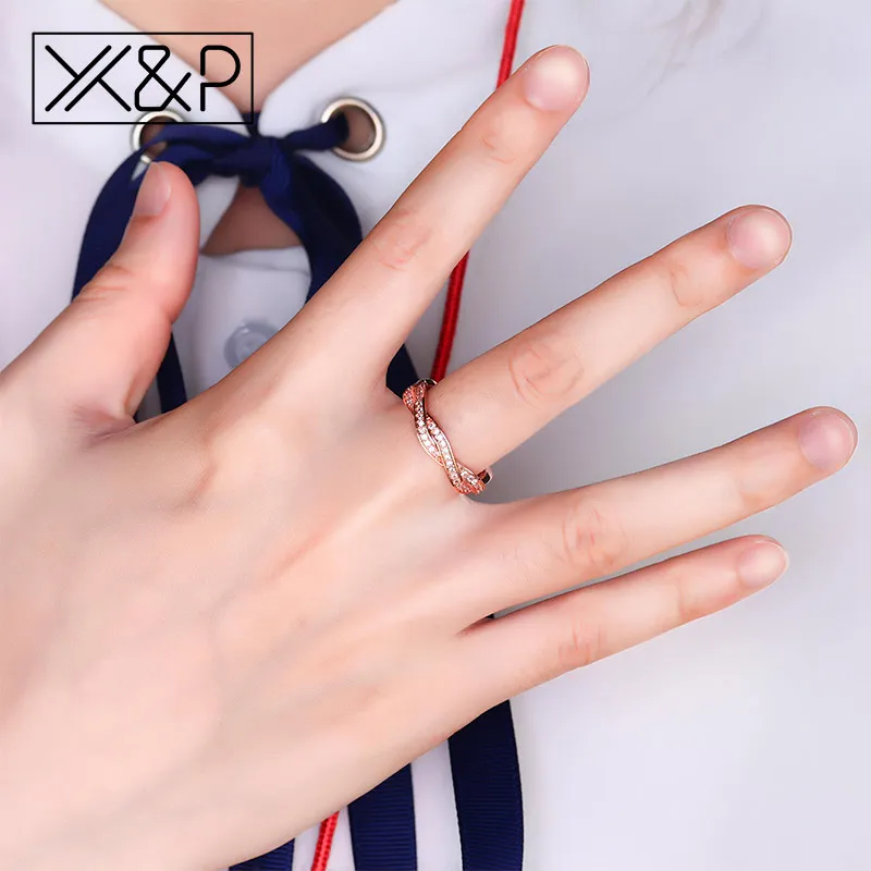 X &amp P модные 925 пробы серебряные плетеные кольца для мужчин и женщин прозрачные