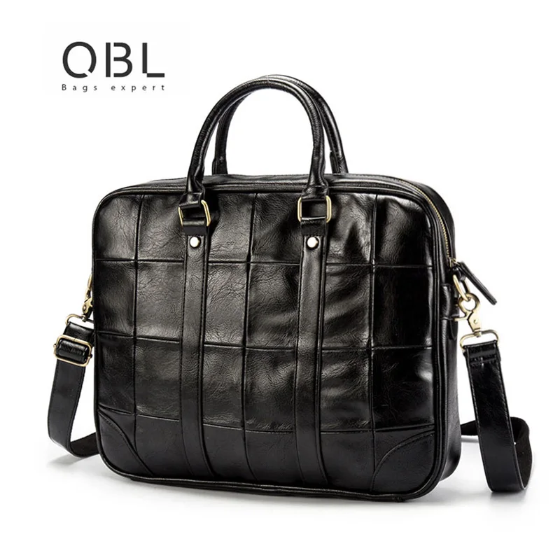 QiBOLu Men Business Handbags Briefcase Bag Male High Quality Dress Shoulder For Men's Solid Leather Laptop Bags | Багаж и сумки