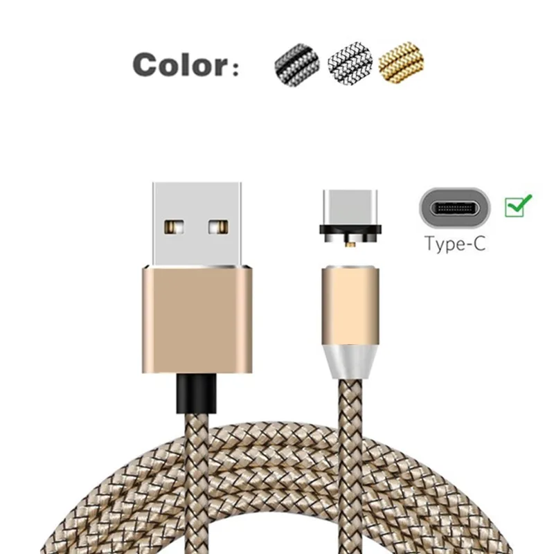 Only Gold 1M Cable Magnetic USB Cable QC 3.0 Fast Charger Type C Magnet Charge Wire for Samsung S8 S9 S10 A50 Sony Xperia 10 Plus XA1 XA2 XZ3 LG G6 - Тип штекера: Only Gold 1M Cable