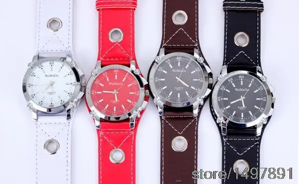 Elegant unique design artificial big face round quartz men leather watch casual perfect gift top quality free shipping | Наручные часы