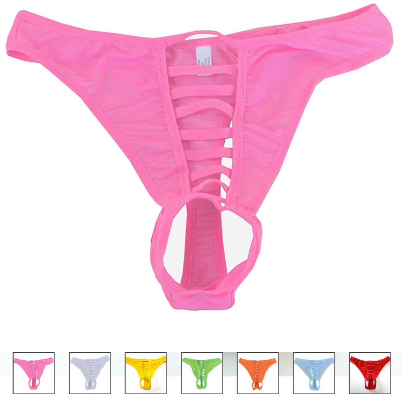 Мужские стринги с мешочком для пениса Черные сексуальное эротическое нижнее