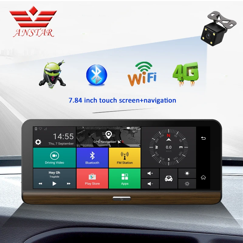 ANSTAR 4G Автомобильный видеорегистратор с камерой поддержкой Plus 7 84 &quotAndroid 5 1 WIFI GPS ADAS