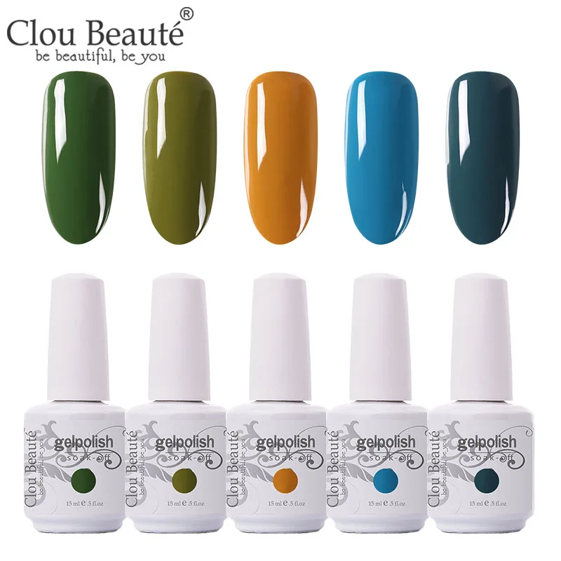 Clou Beaute 5 шт./лот УФ гель лак для ногтей Набор для маникюра геллак Полупостоянный гибридный дизайн ногтей УФ-гель для ногтей - Цвет: 5pcs-15ml-ZH07