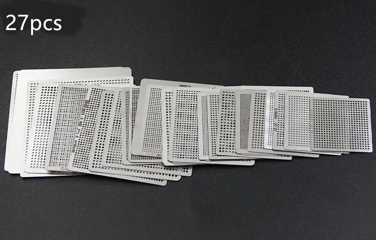 27pcs without box 27 шт./компл. BGA трафареты Универсальный прямой обогрев трафареты для ноутбуков настольные компьютеры Материнские платы пайки расходные материалы с коробкой - Цвет: 27pcs without box