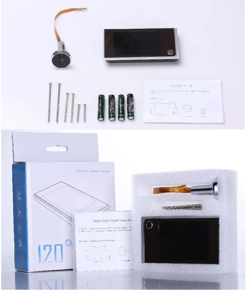 Видеоглазок для входной двери дисплей 3.5 дюйма HD камера 0.5 Мпикс обзор 120