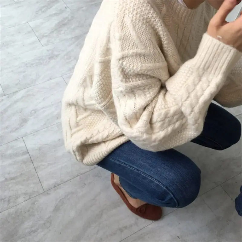 Alien Kitty Stylish New Winter Sweater Outwear Comfortable Simple Fresh Pullover High Quality Free Warm Beige Thicken Cute | Женская