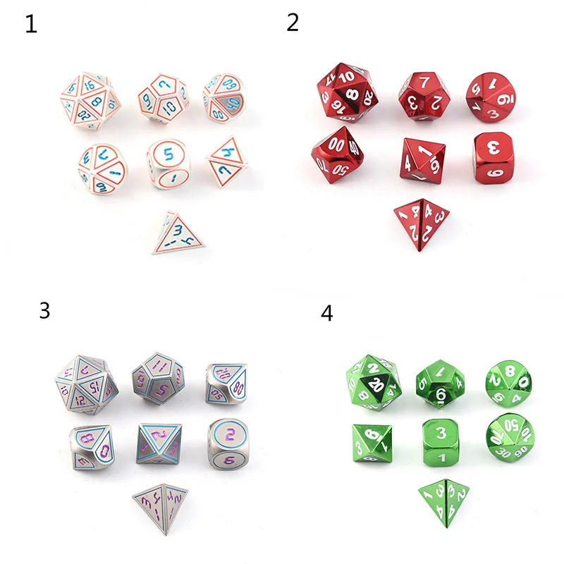 7 шт./компл. настольные игры развлечения металлические кости D4 D6 D8 D10 D12 D20 алкоголь