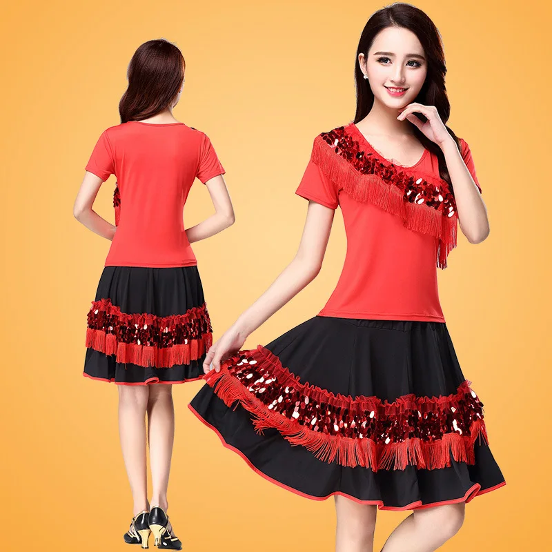 Женский костюм для латиноамериканских танцев из 2 предметов (верх и юбка) сальсы