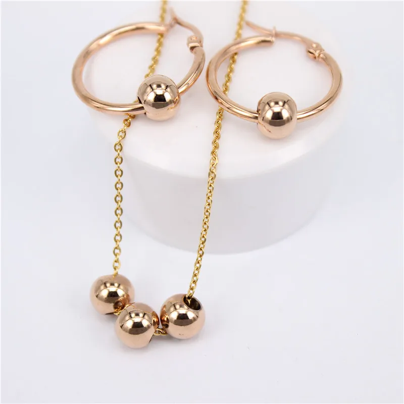 earring size 50mm MGUB набор ювелирных изделий из нержавеющей стали(серьги ожерелье) активность 3 цветной металлический бисер украшения серьги размер свободный выбор 10 мм-70 мм - Окраска металла: earring size 50mm