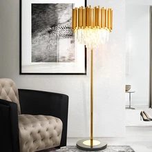 Hotel lobby Gold crystal Floor Lamp modern Living Room Model Room art deco E14 led floor light large Tall Crystal Standing Lamps