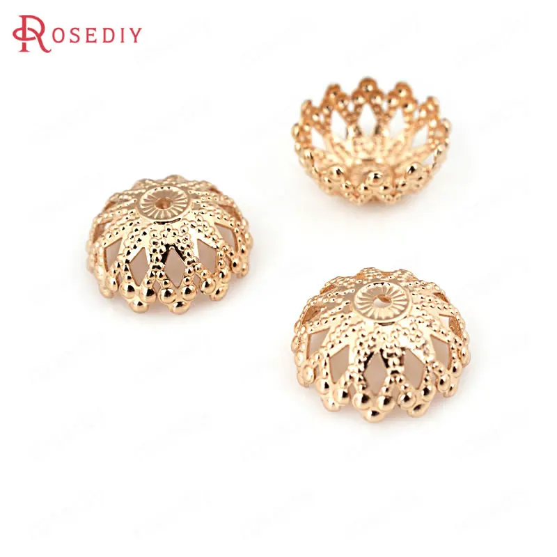 10 шт. 12 мм 24 к цвета шампанского позолоченные латунные бусины колпачки с кисточками Высокое качество Diy ювелирные аксессуары