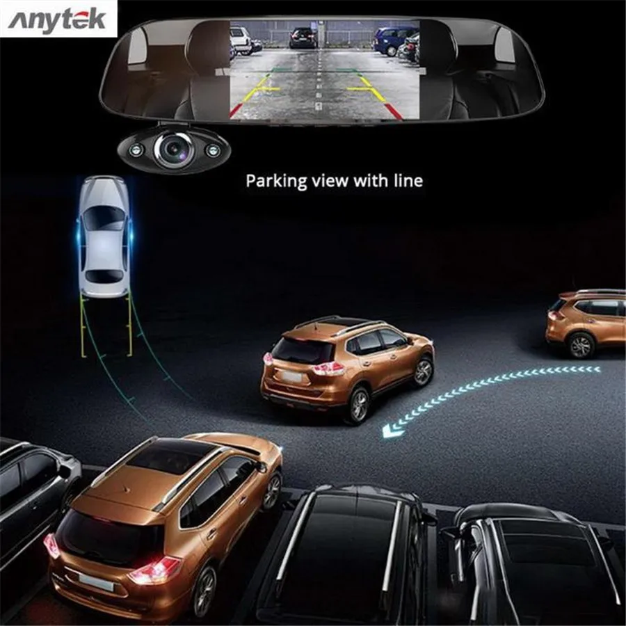 Автомобильная Dash Двойная камера " 1080 P FHD Автомобильный видеорегистратор сенсорная камера в зеркале заднего вида g-сенсор рекордер ночного видения двойной объектив Dash Cam B33