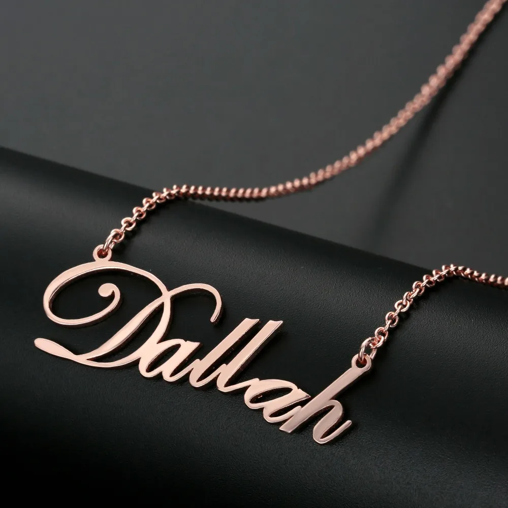 Stainless Steel Personalized Custom Necklaces Name Necklace Gold silver rose gold Nameplate Pendant Choker gift for love | Украшения и