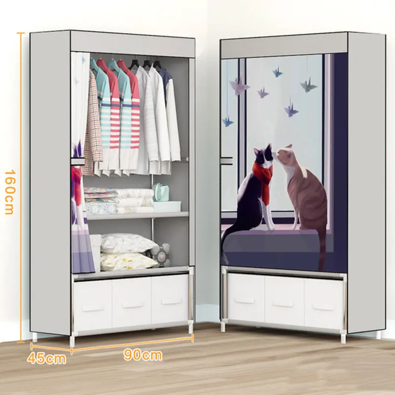 Простой однотканевый шкаф Толстая стальная труба арматура для студенческого