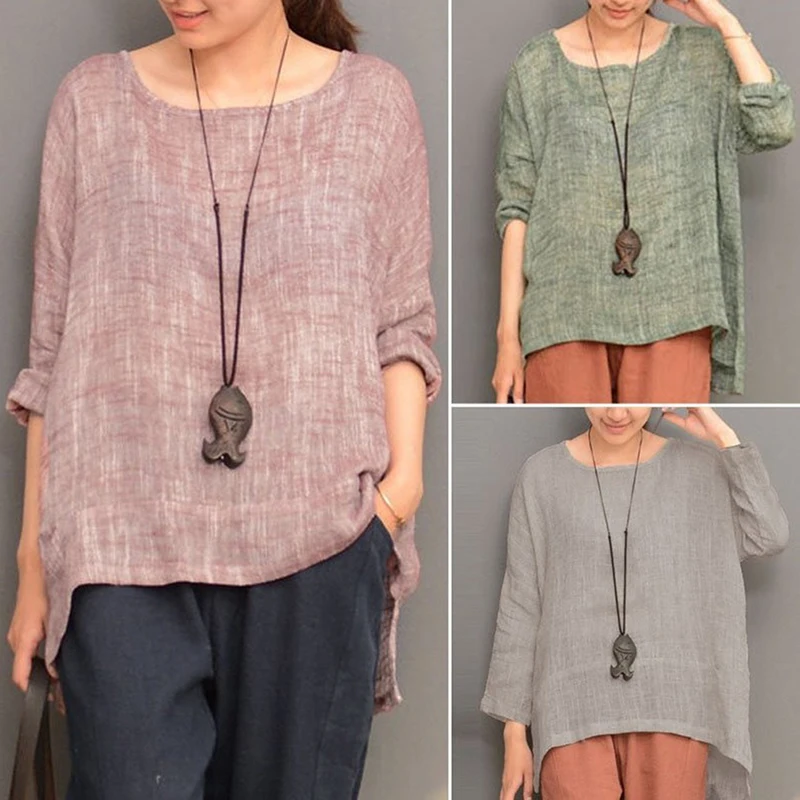 Футболка женская винтажная с длинным рукавом свободные большие размеры | Женская