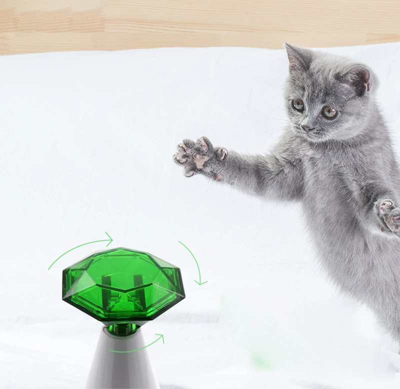 Алмазная Лазерная Игрушка для кошек электрическая игрушка для домашних животных в форме ромба Интерактивная кошка лазер регулируемая 3 скорости ПЭТ Лазерная указка(розовый/зеленый