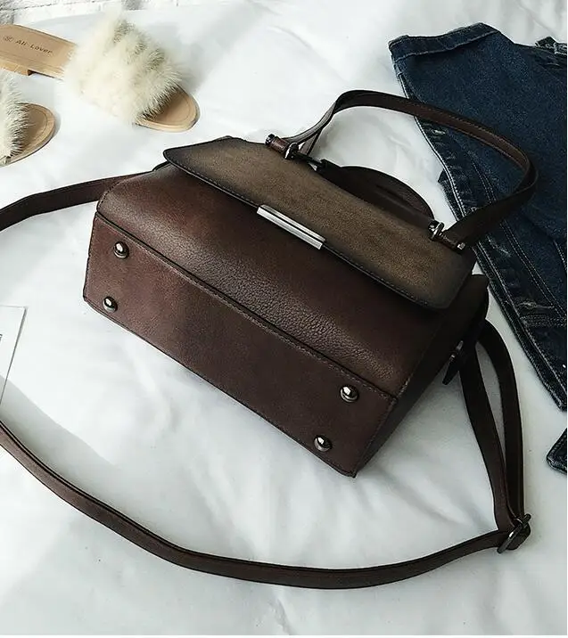 Женская сумка из искусственной кожи Винтажная сумочка короткая женская модная