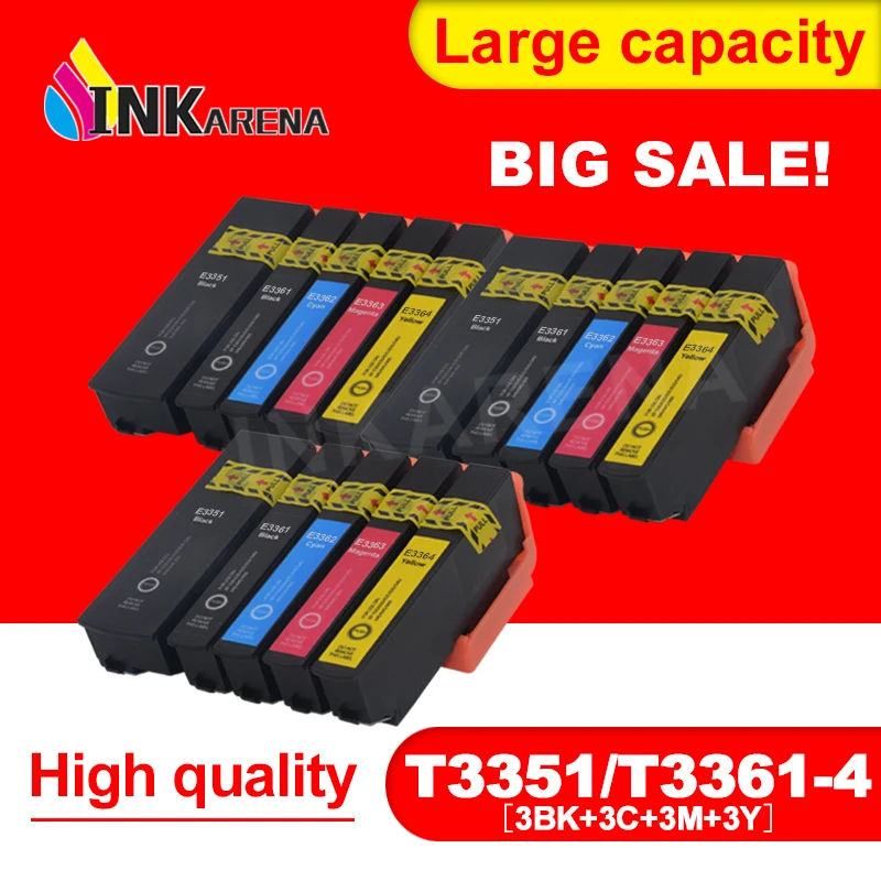 Картриджи T3351 для принтеров Epson XP 900 830 645 640 635 630 540 530 3 упаковки 33 33XL T3351|Чернильные