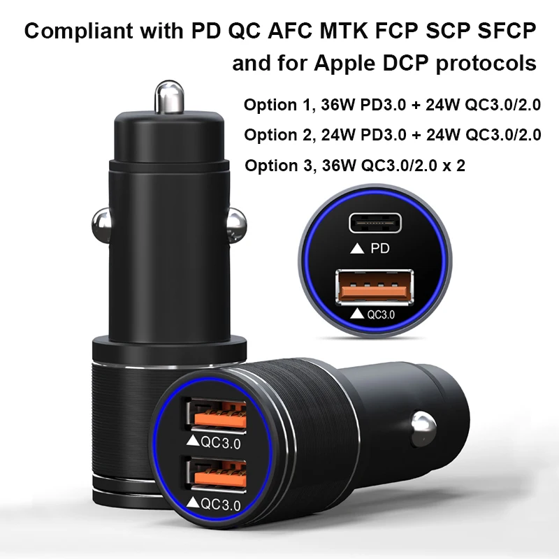 72W USB Type C A power delivery car charger PD QC 3.0 quick charge safe fast mobile phone tablet laptop MP3 GPS charging 2ABF | Мобильные