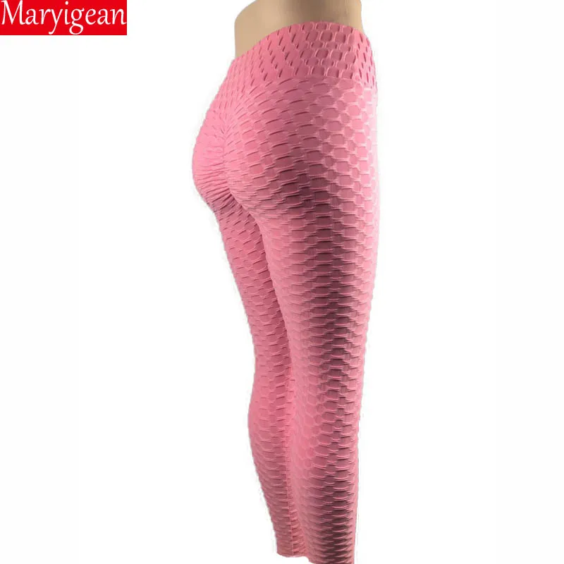 pink Однотонные женские леггинсы Maryigean из полиэстера, супер эластичные штаны с высокой талией, леггинсы для тренировок, женские леггинсы для фитнеса, спортивная одежда - Цвет: pink