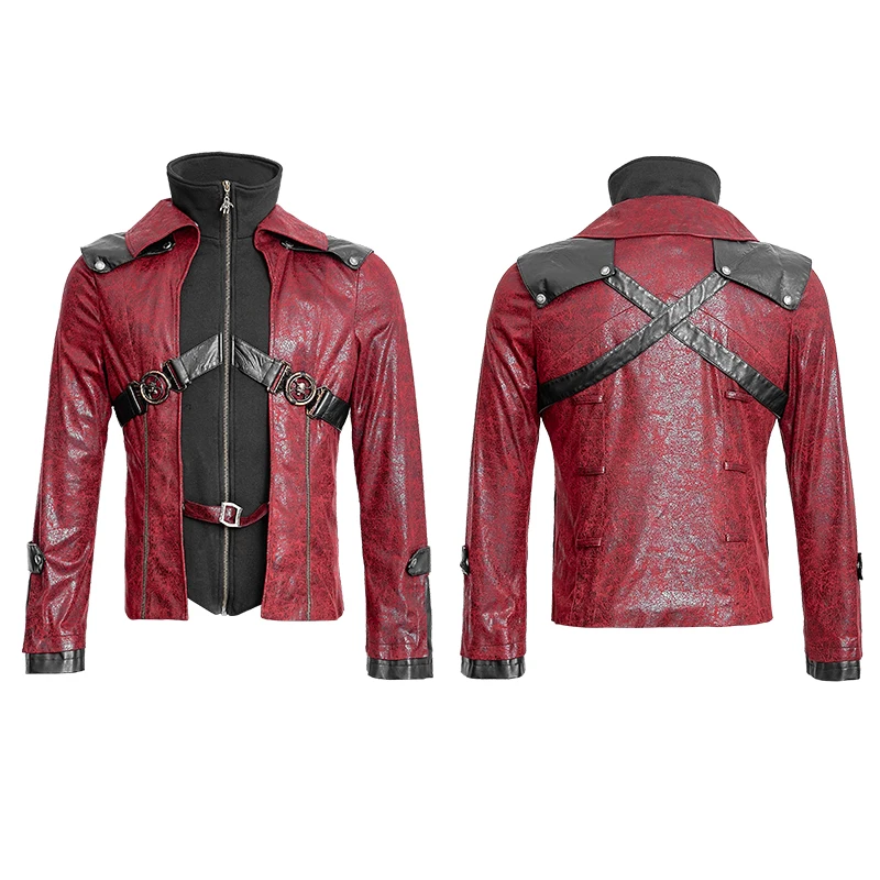 Куртка женская короткая с воротником-стойкой Готическая винтажная кожаная