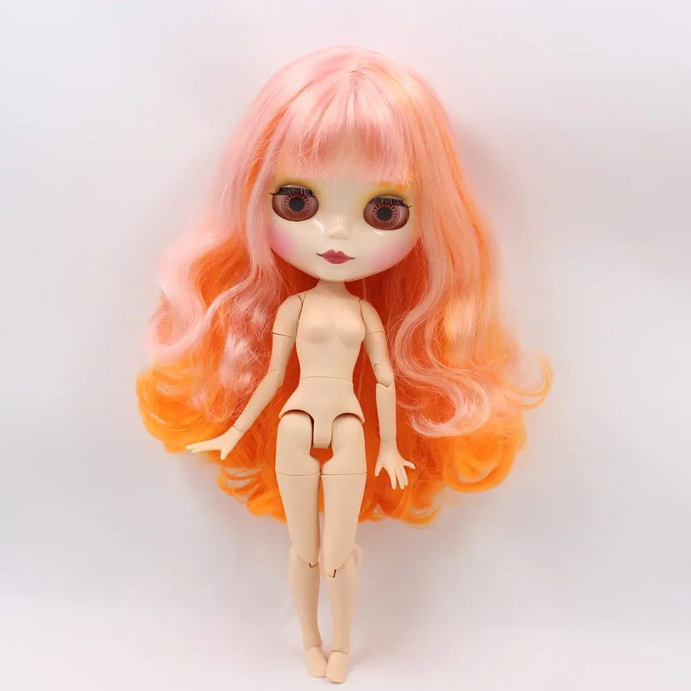 Ледяной DBS Blyth кукольные шарнирное тело смесь розового orange волос с челкой из белой