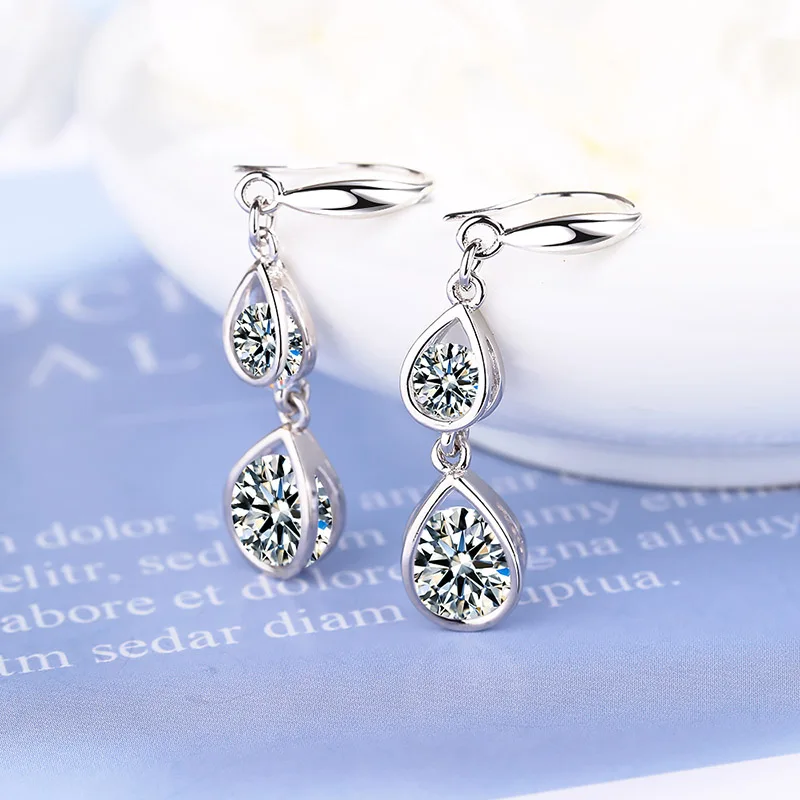 Элегантные серьги с кристаллами в форме капли воды для женщин модные покрытием