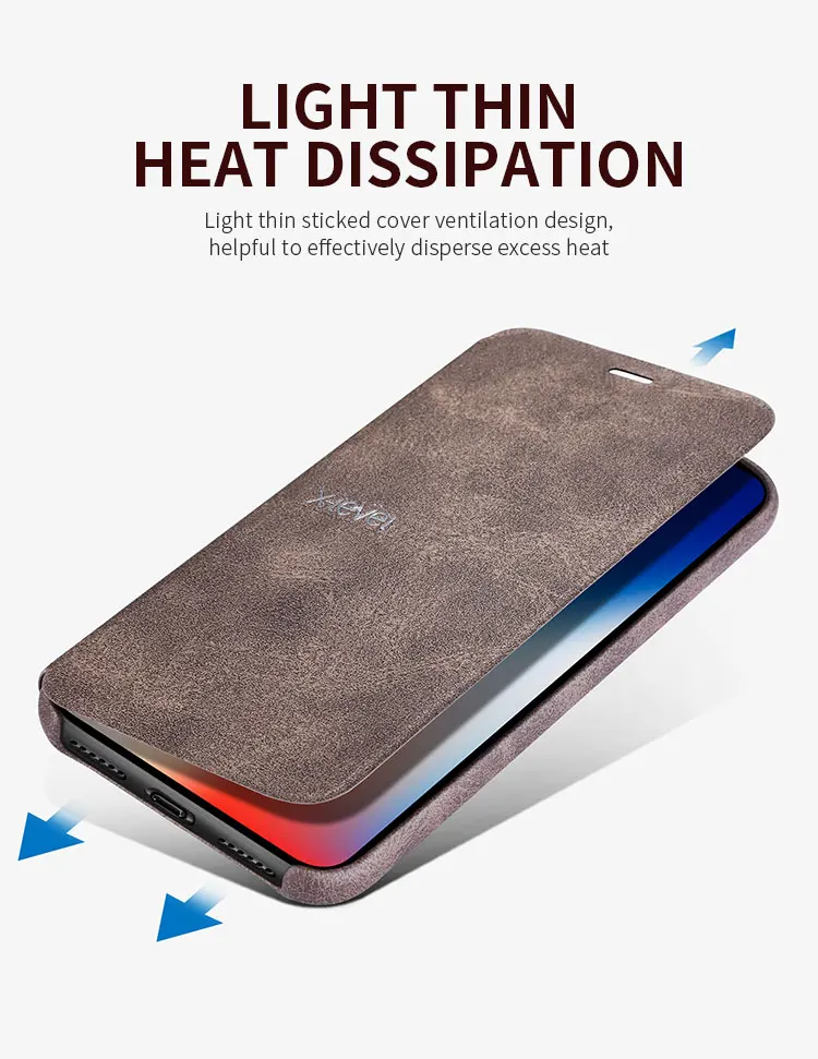 Винтажный кожаный чехол X-Level с откидной крышкой для iPhone 8 7 6 6s Plus Ультратонкий