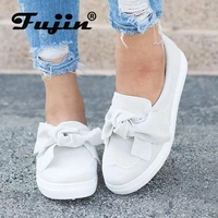fujin flats dropshipping large size bows scrubs loafers women feet lazy casual shoes fashion shoes for female spring autumn