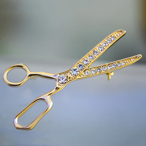 Красивые ножницы со стразами ручной работы брошка Pin украшения лучший