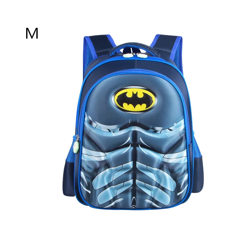 014--blue--M Рюкзак супермена с героями мультфильмов, американский капитан, Человек-паук, школьный рюкзак первоклассника для мальчиков и девочек, школьный рюкзак - Цвет: 014--blue--M