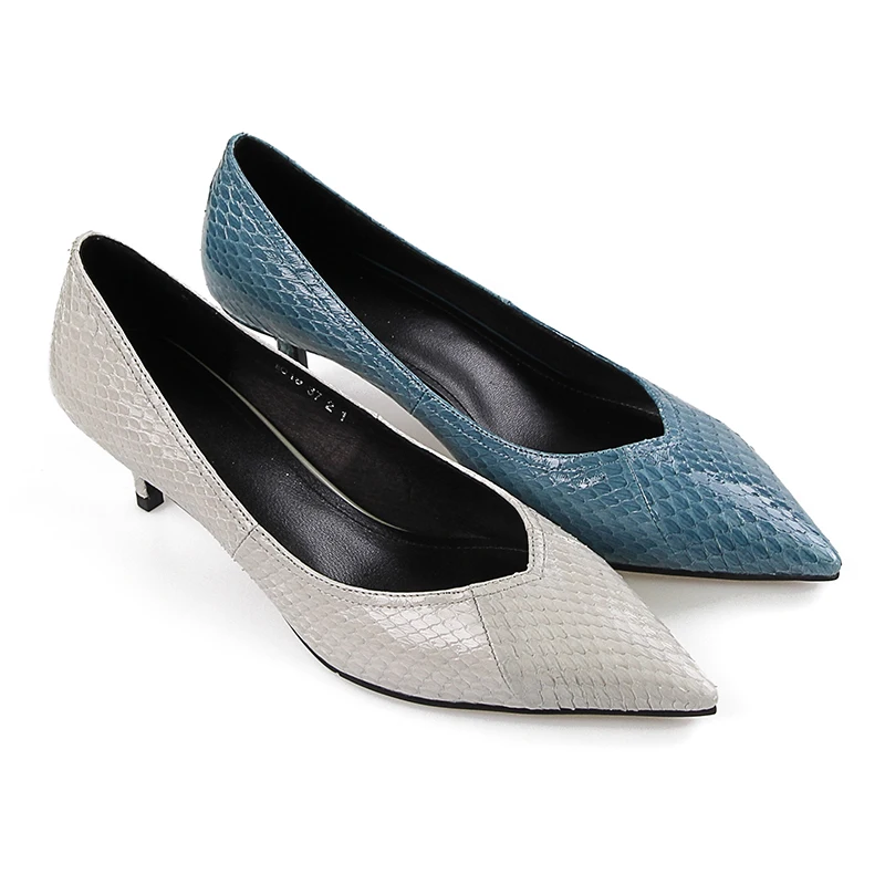 Женские туфли-лодочки на высоком каблуке ISNOM из змеиной кожи Новинка лета 2018