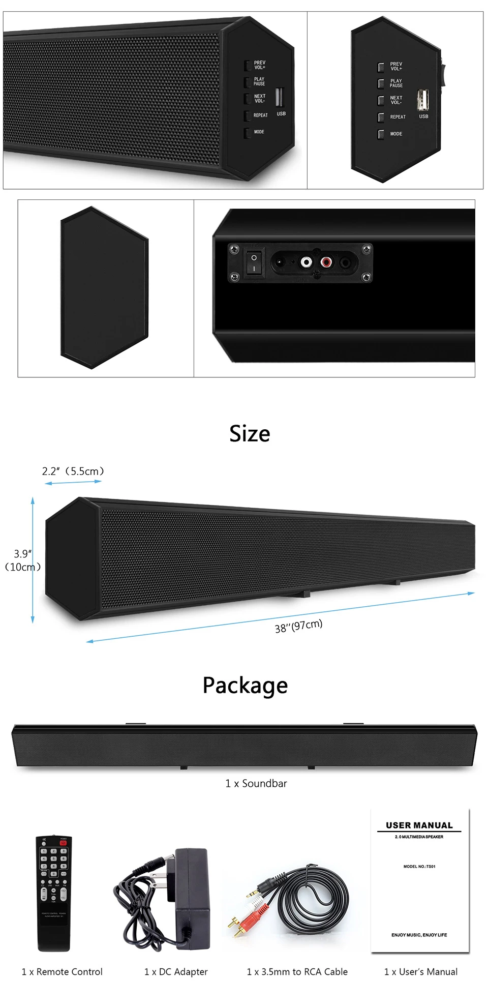 XGODY 1011A Bluetooth Звуковая Панель для дома Theather для iPhone Android телефон мощный бас сабвуфер беспроводной динамик Aux-In RCA