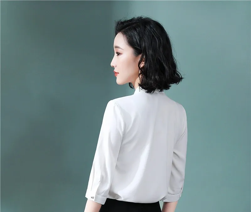 Новинка абрикосовые женские офисные шифоновые блузки и рубашки с коротким