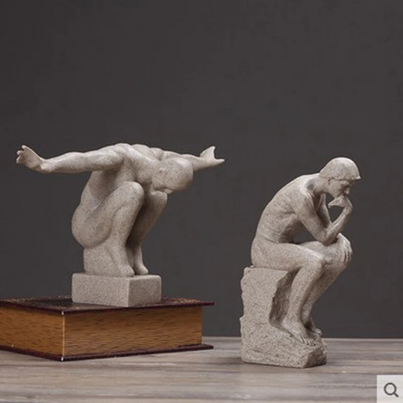 Rodin the Thinker статуя и скульптура Изобразительное искусство мужская фигура в Стиле Ню европейские, полимерные статуэтки комната домашнее украшение для подарков TS016