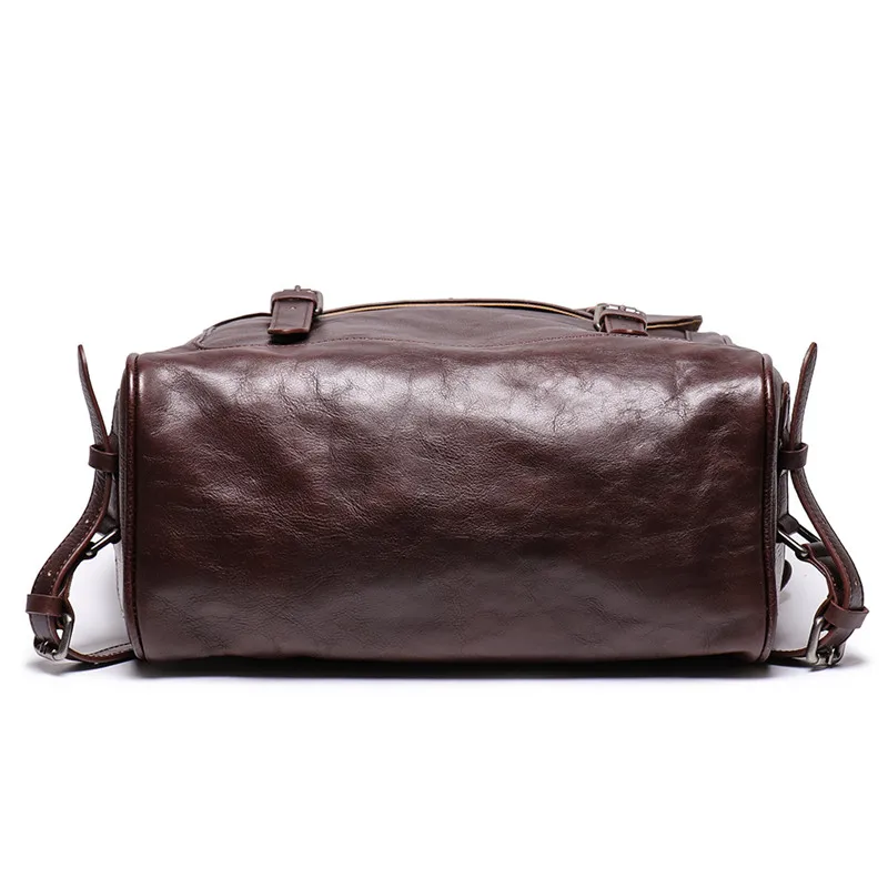 Nesitu Highend Brown Coffee Vegatable Tenned Full Grain Genuine Leather 14'' 15.6'' Laptop Women Men Backpacks Travel Bags M9036