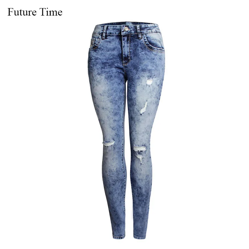 Future Time Снежинка рваные обтягивающие модные заклепки эластичная низкая талия