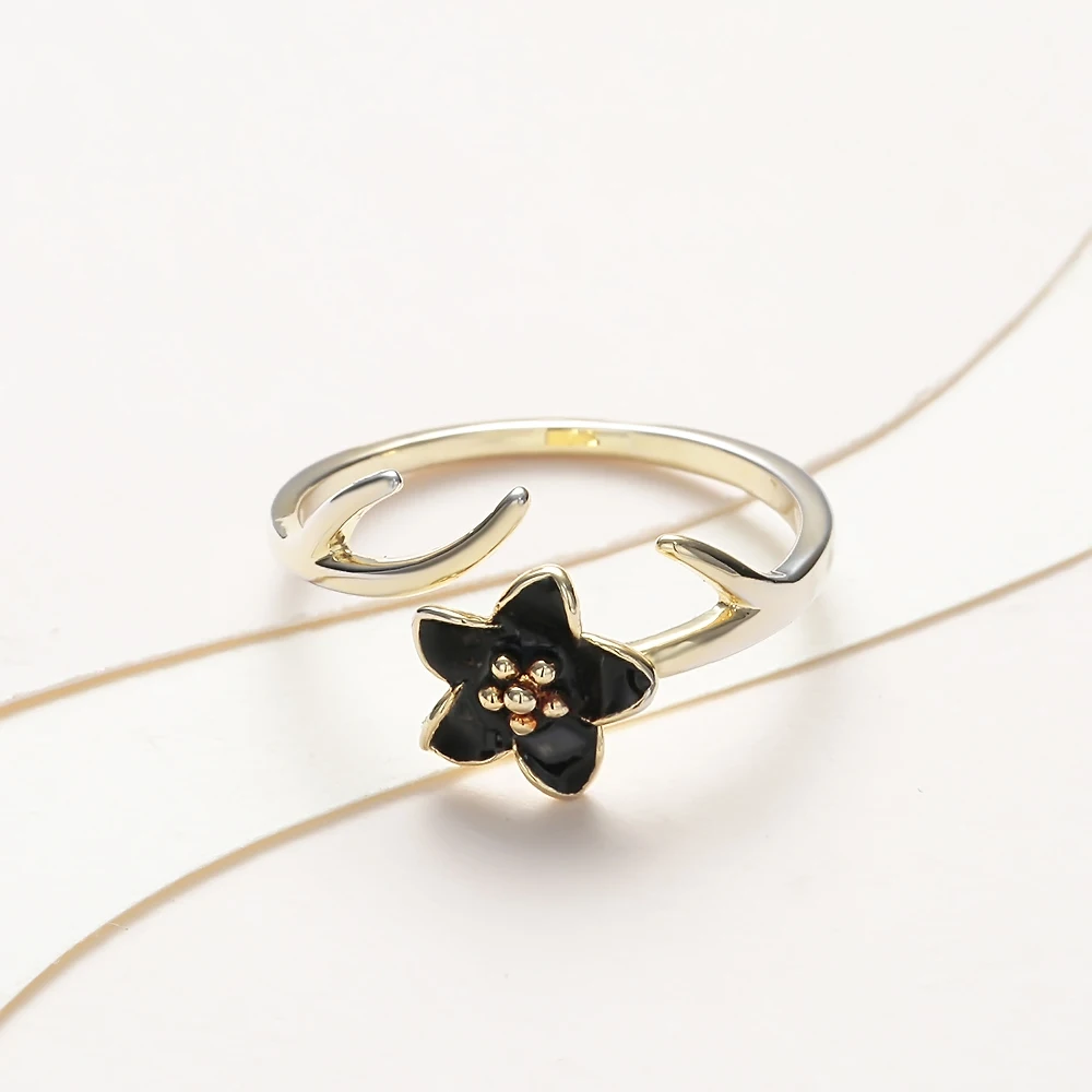 Женское кольцо с Цветком Листьев METOO кристаллами из циркония Открытое