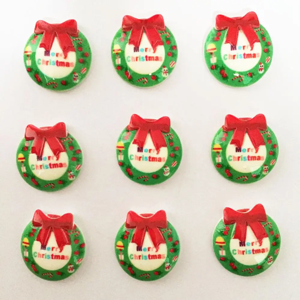 Сделай Сам 10 шт. Смола Ручная роспись Рождественский венок плоский