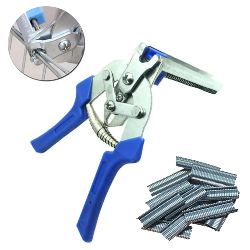 

TL043 Hot Ring Plier + 600pcs M Nail Staples for Bird Chicken Mesh Cage Wire Fencing