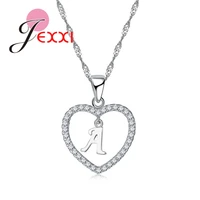 heart different letter love shape pendant necklace 925 sterling silver cz girls valentines gift party jewelry hot sale