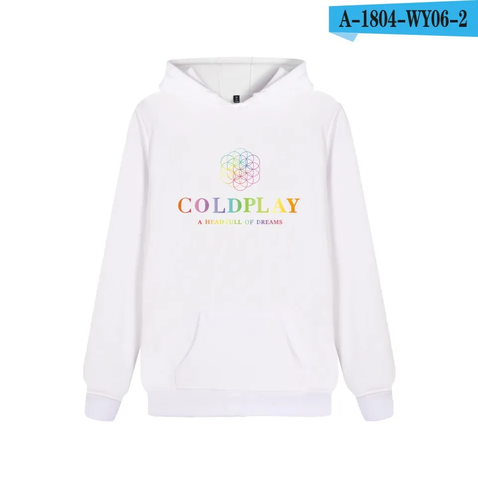 Coldplay толстовка с капюшоном мужская Популярная рок-группа повседневные теплые зимние толстовки Мужская мода хип-хоп Уличная одежда Coldplay - Цвет: White