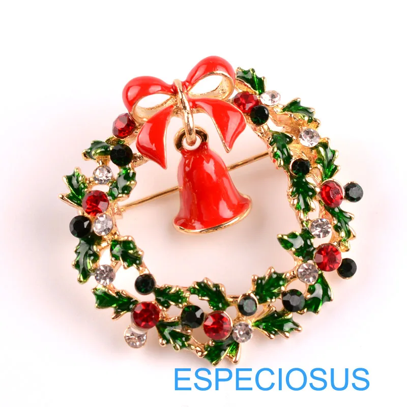 Garland bells Элегантная булавка Золотой Рождественский елочный женский подарок Рождественская одежда нагрудная булавка аксессуары ювелирные изделия окрашенные Брошь Стразы - Окраска металла: Garland bells