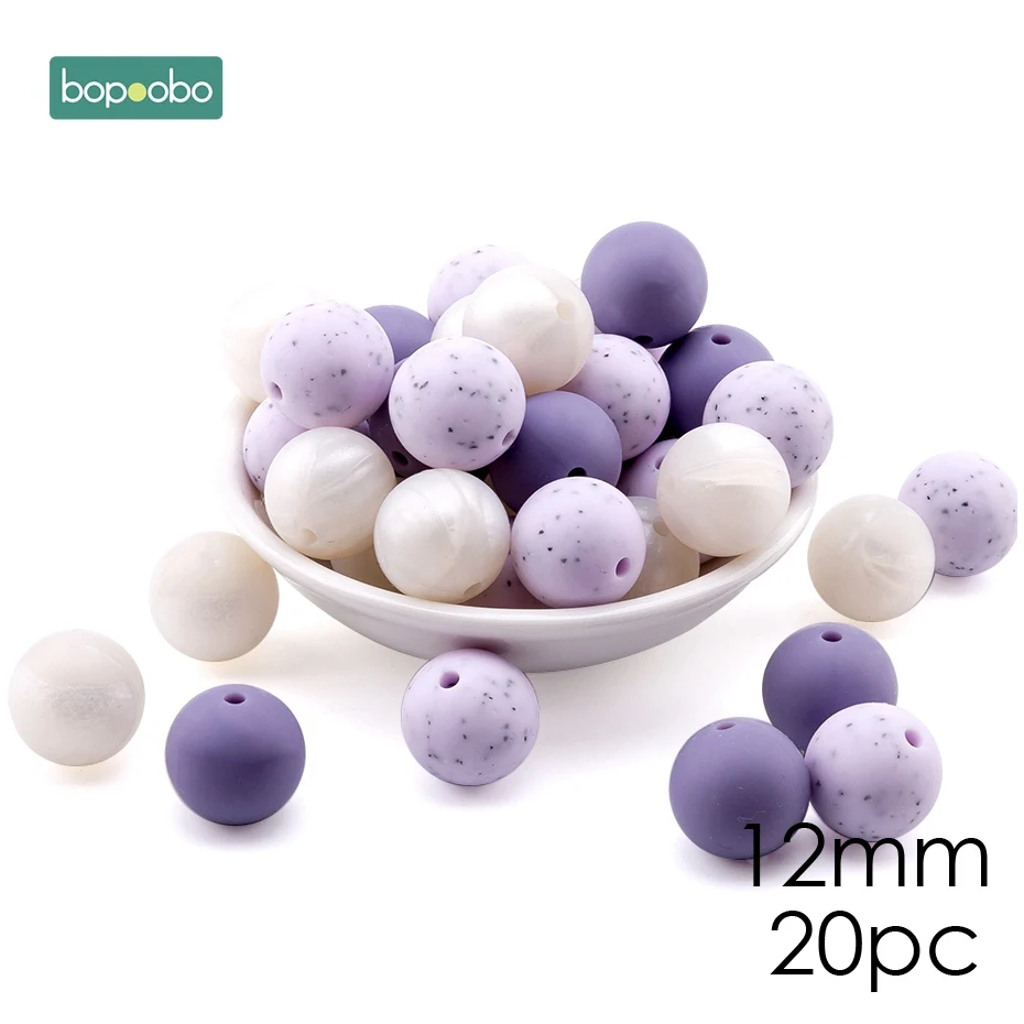 Purple Granite Bopobo, мини грызунок для собак, силиконовый, 15 мм, прорезыватель, бусины, маленькие грызуны, жемчуг, 0-12 месяцев, силиконовый, единорог, погремушка, детский Прорезыватель - Цвет: Purple Granite