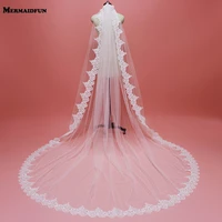 high quality 3 meters bling sequins lace edge bridal veil with comb single tier 3 m wedding veil new velos de novia