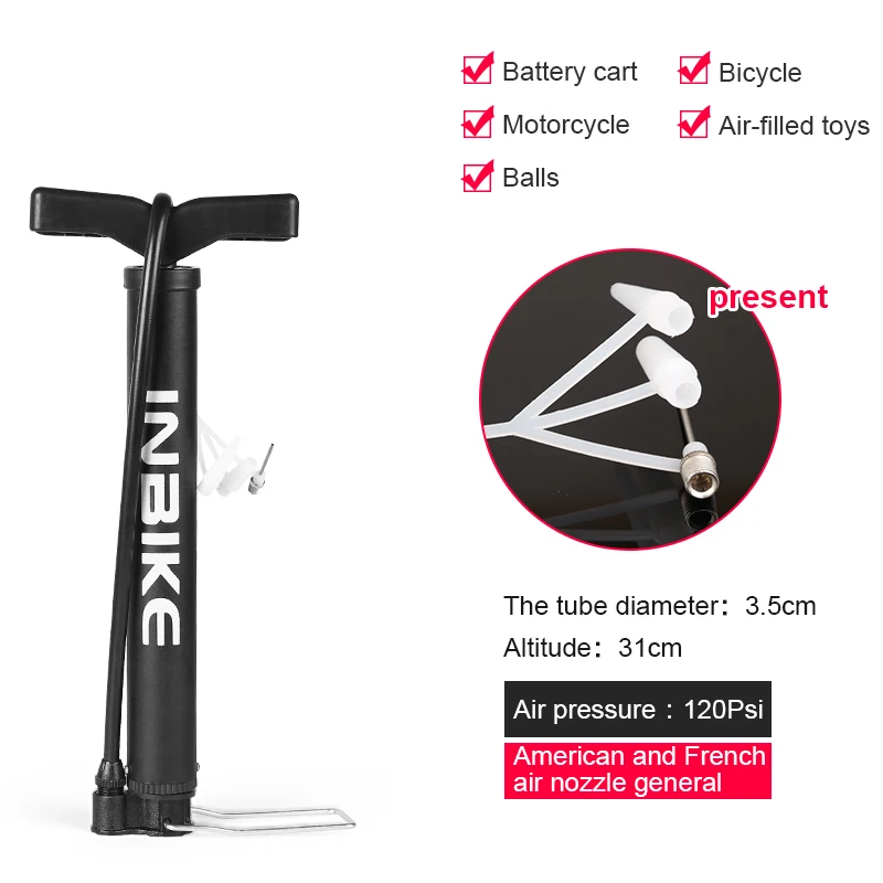 mini black INBIKE Многофункциональный велосипедный насос для велосипедных шин портативный надувной воздушный насос для горной дороги велосипед MTB Велоспорт воздушный пресс рама аксессуары - Цвет: mini black