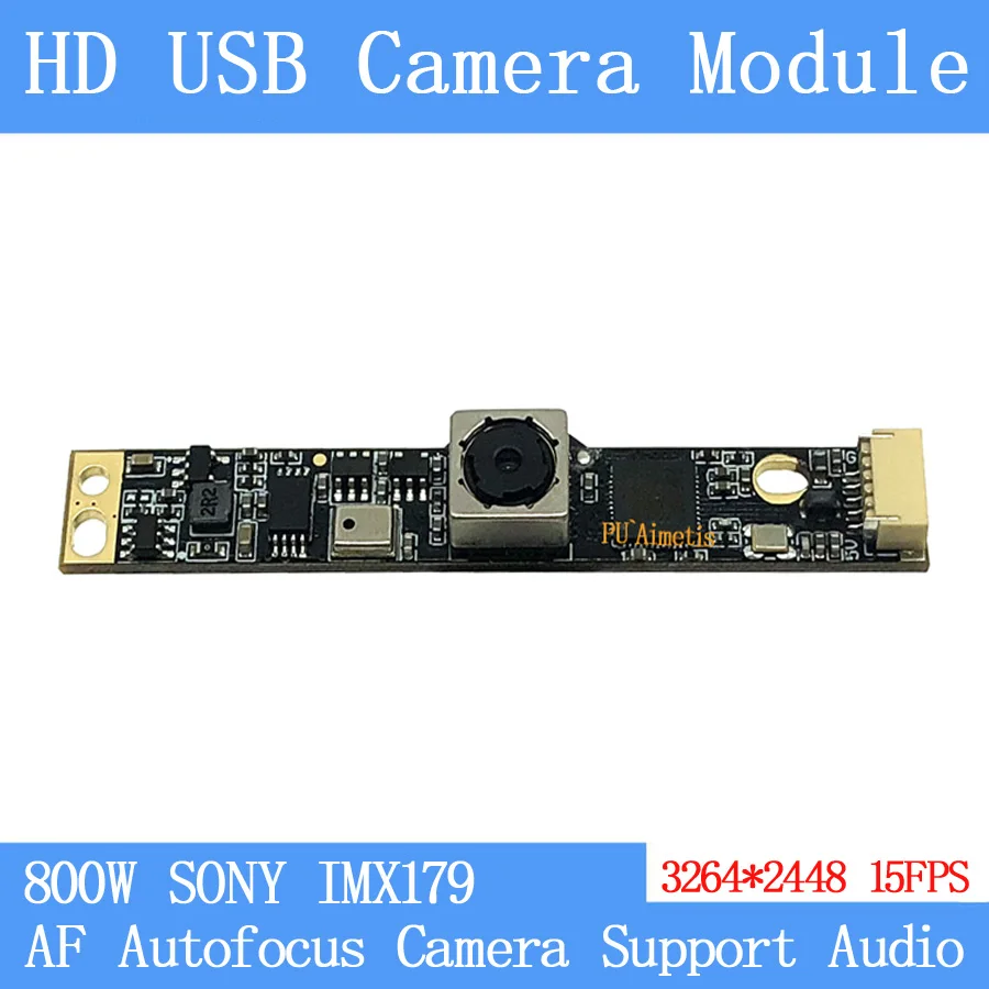 Plug Play 800 Вт SONY IMX179 AF Автофокус UVC Linux MJPEG 15FPS USB модуль камеры HD камера с